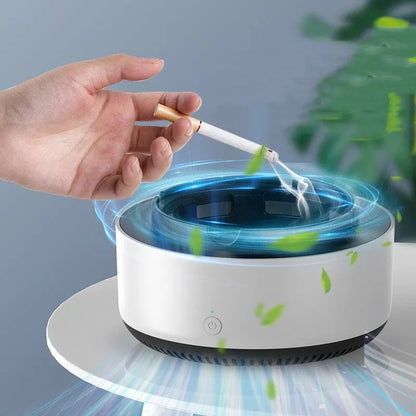 Portable automatic air purifier ashtray with negative ion technology for smoke removal