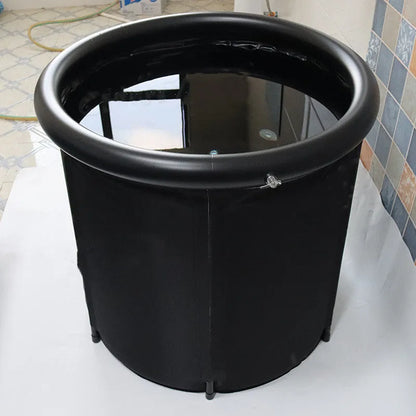 Black portable inflatable ice bath with 70x80cm internal space and triple-layered insulated fabric