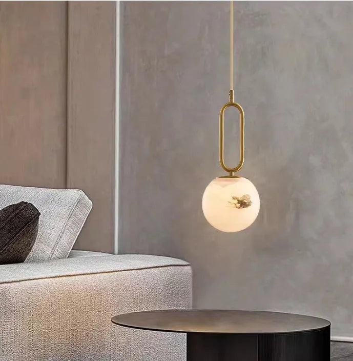 Nordic Creative Living Room Wall Light Bulb Marble Shade Copper Lamp 220V 12cm 15cm Indoor Wall Sconce for Living Room Bedroom Hallway in Black or Natural Copper