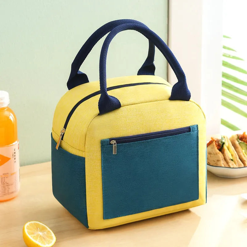 Aluminium foil laminated lunch insulation bag in waterproof Oxford cloth showing blue colour option