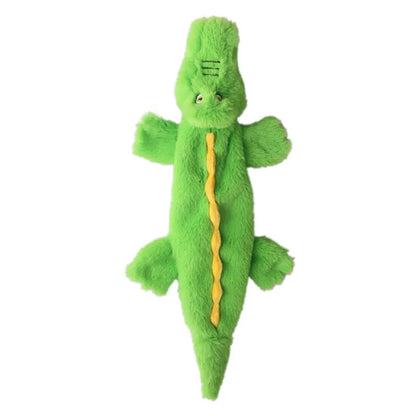 Dark green crocodile dog toy with squeaker and crinkle paper, measuring 20cm for aggressive chewers