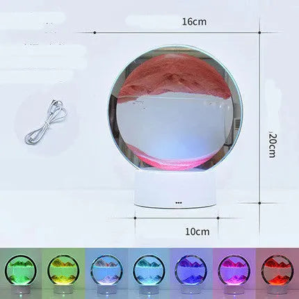 Creative 3D quicksand design table lamp with glass shade and USB power cord