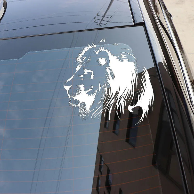 Personalized meditation lion car sticker in black or white, reflective material, 20 x 19.5 cm