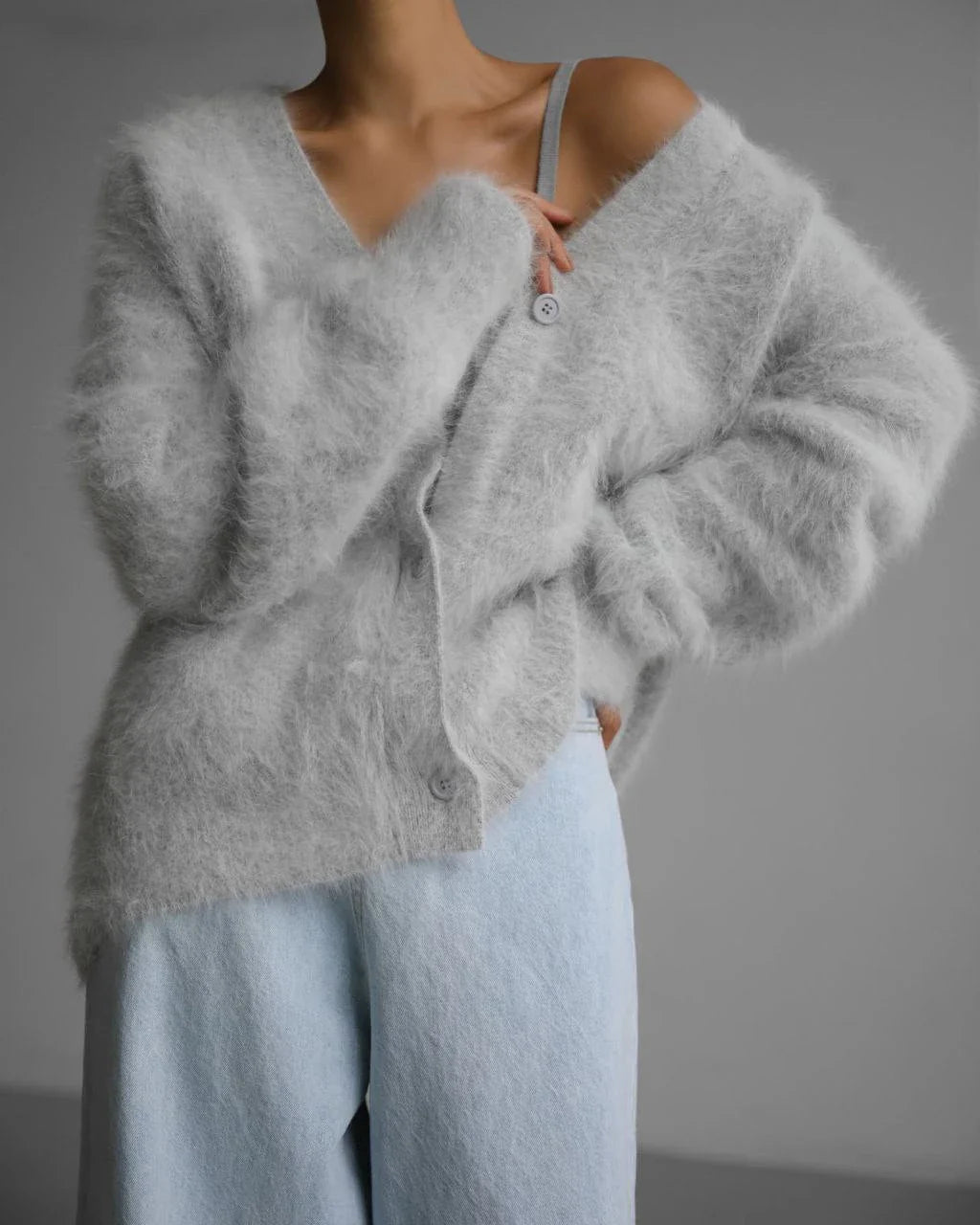 Stylish V-Neck Button-Up Cardigan Sweater in a variety of colors for women's casual and dressy outfits
