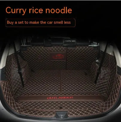 Custom-fitted TPE XPE boot liner with 3D edging for Mitsubishi Outlander SUV.