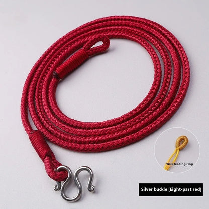 Gold and silver Thangka Peace Buckle imitation pearl necklace with mixed gem inlaid pendant.