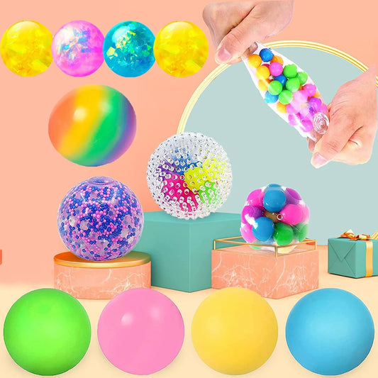 Decompression Vent Grape Ball - 6cm TPR foam stress relief toy in rainbow colors
