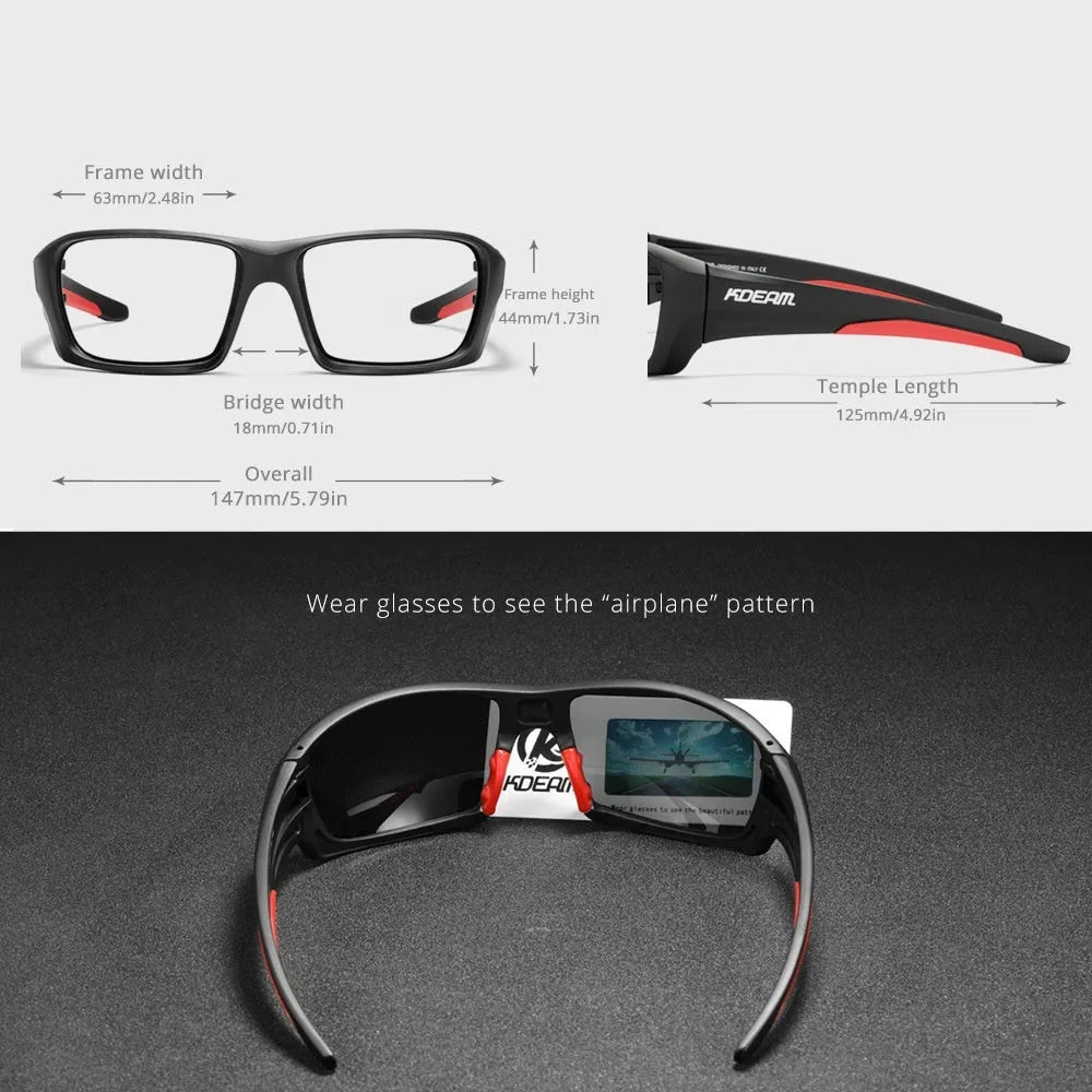 Ultralight polarised sports sunglasses with TR90 frame and silicone nose pad in one of eight available colours.