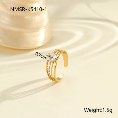 Gold electroplated stainless steel ring with heart shape design and open mouth fitting