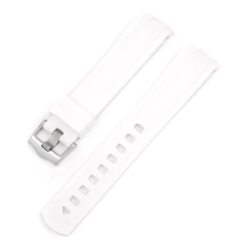 20mm wide genuine leather smartwatch strap in multiple colours with silver buckle.