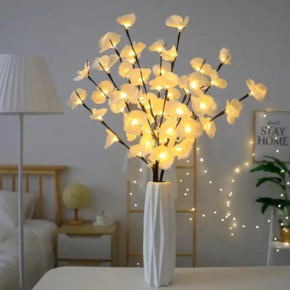 Pink phalaenopsis branch decorative light with 20 LEDs, 65cm length, fabric and plastic construction