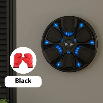 Black leather and PP intelligent music boxing wall target with gloves for home training