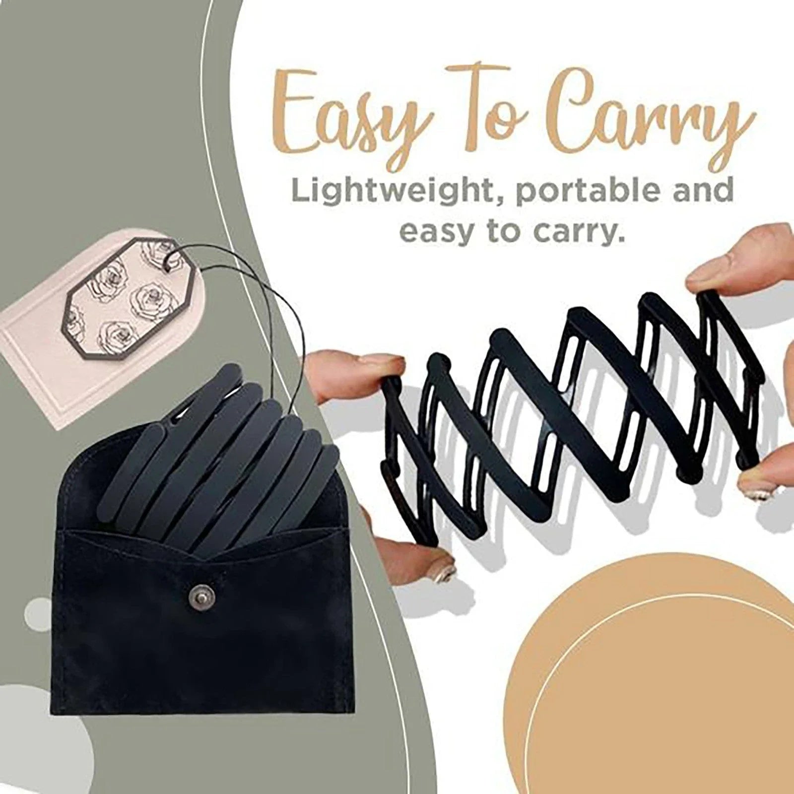 Compact retractable hair band with non-slip teeth grip, available in various colors for versatile styling