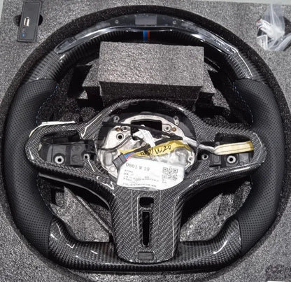 Black carbon fibre BMW steering wheel with LED elements for X3 X5 models