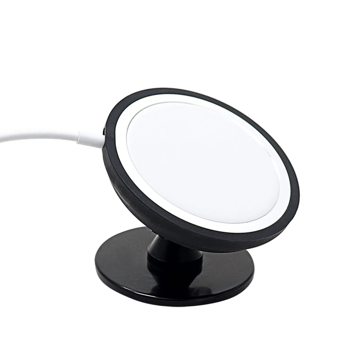 Black plastic car magnetic mobile phone holder showing air vent and base bracket mounting options