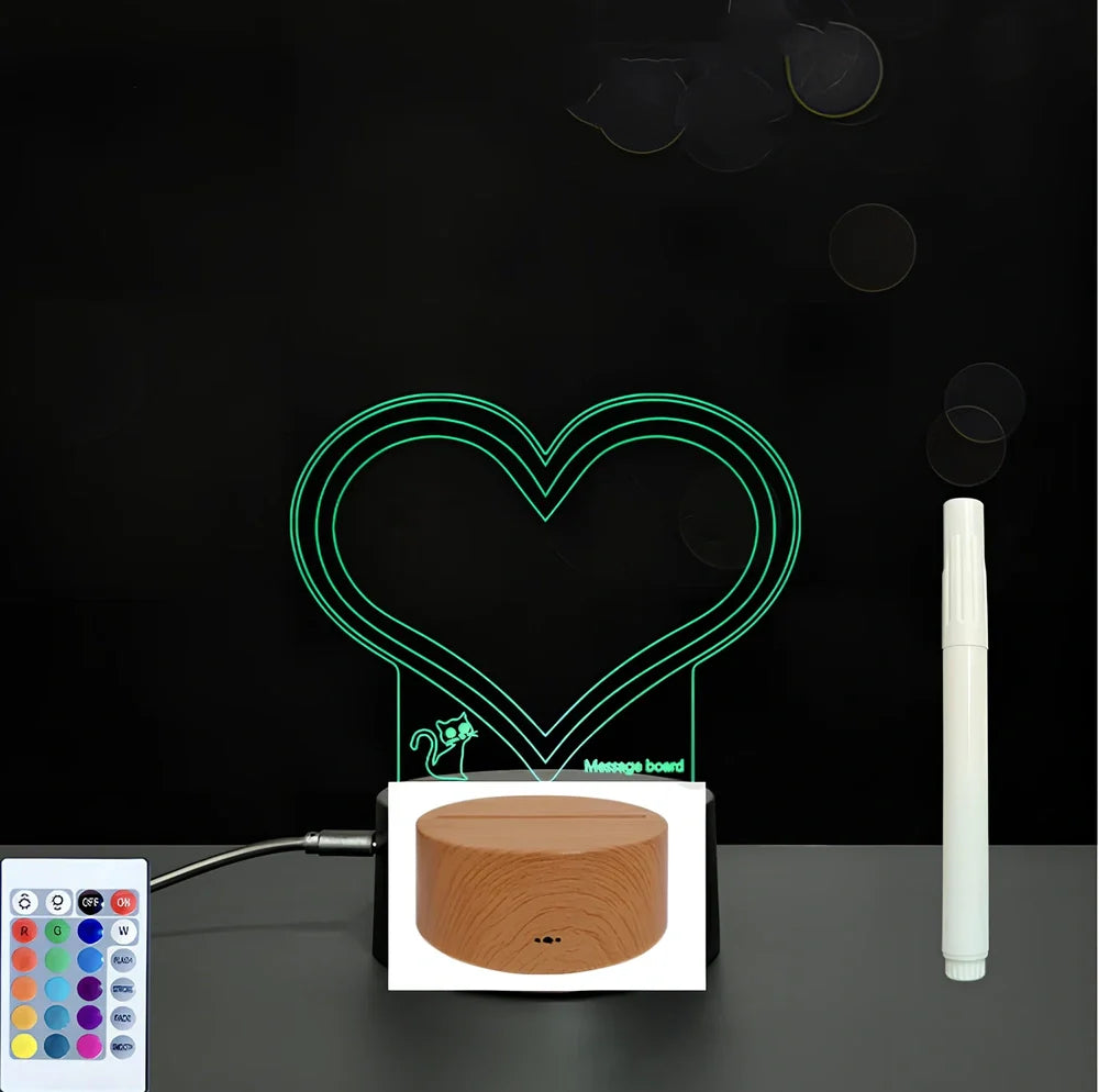 3D acrylic LED message board on black ABS base, 96cm x 40cm, with touch colourful lights and stylus