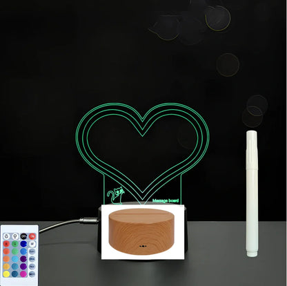 3D acrylic LED message board on black ABS base, 96cm x 40cm, with touch colourful lights and stylus