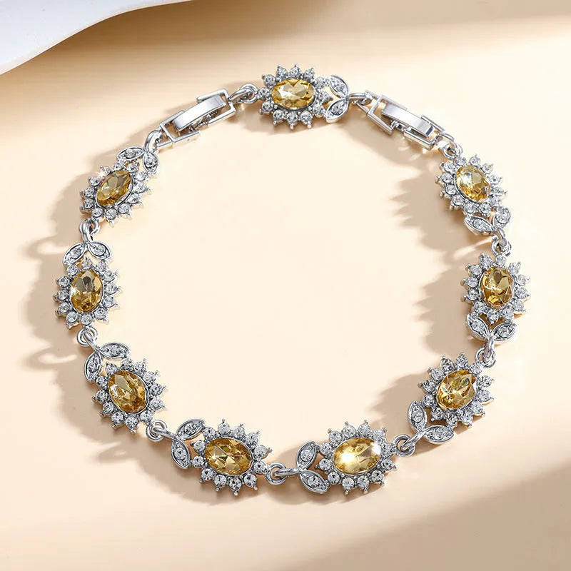Women's simple inlaid zircon electroplated eco alloy fashion bracelet, 9 colour options