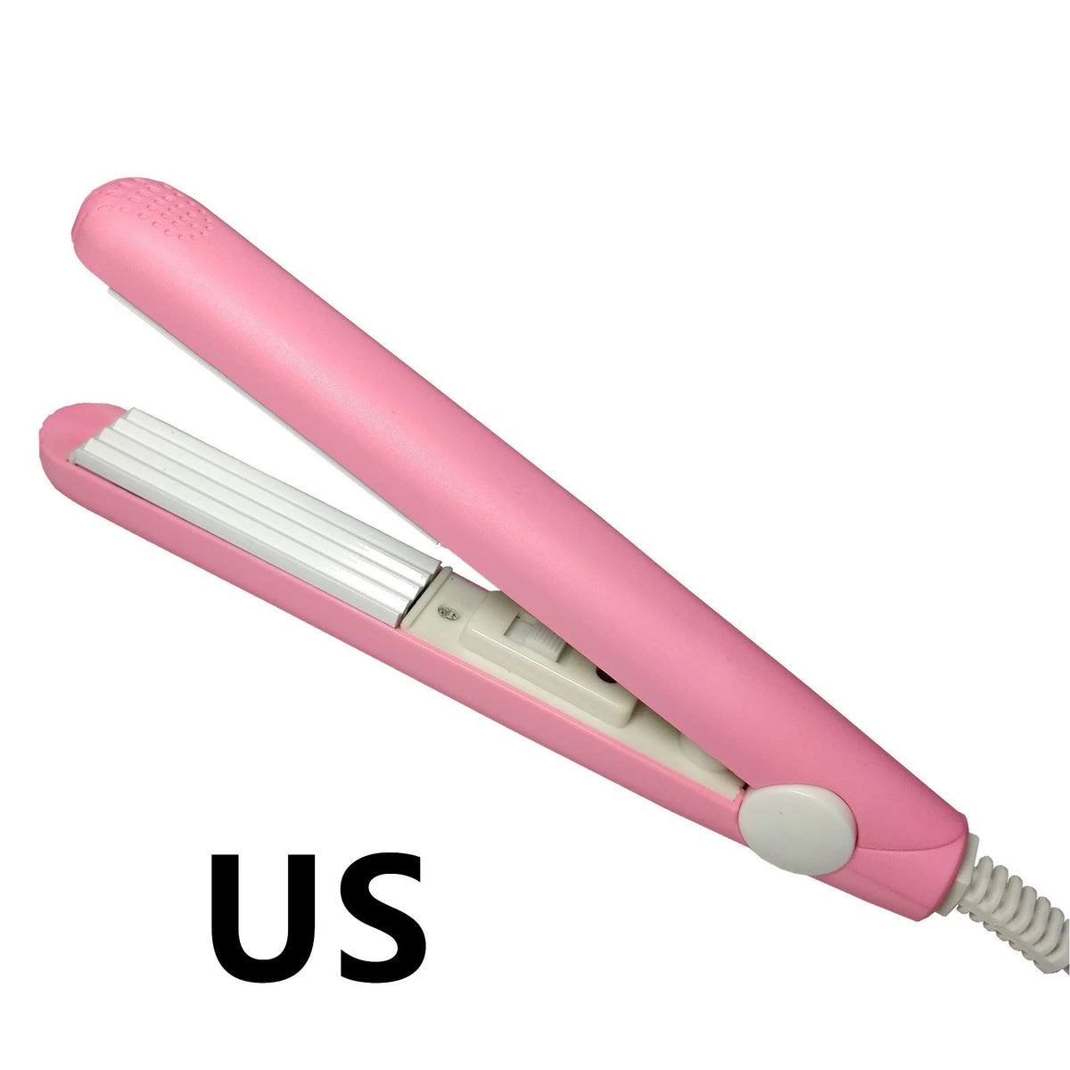 Mini splint hair straightener in pink, blue or purple, 17.5cm long, aluminium body, 180°C constant heat, 3D floating technology