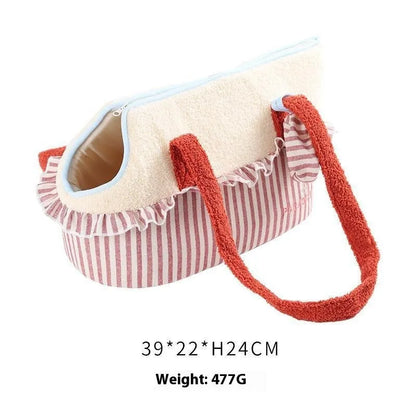 Shoulder pet carrier satchel in cartoon stripe pattern for small cats and dogs