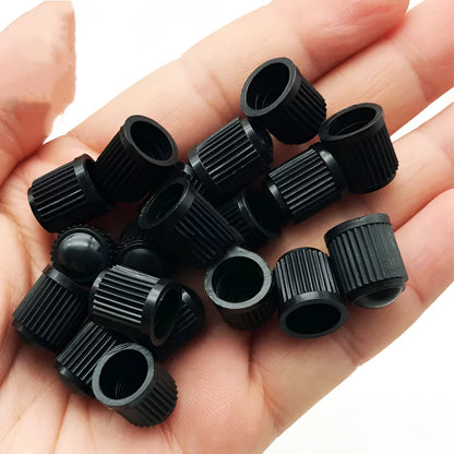 Black rubber tubeless valve, screw-on American mouth type for GM, with valve caps