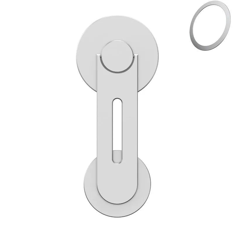 Silver aluminium alloy magnetic phone holder for Tesla vehicles showing 180-degree rotation mechanism