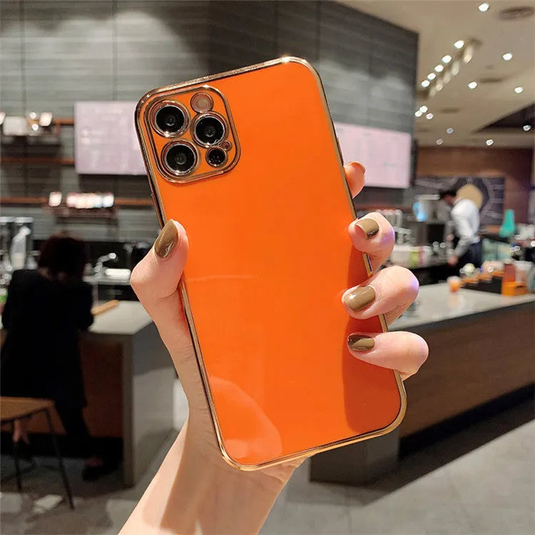 Luxury electroplated iPhone 13 phone case with metallic finish in various colour options