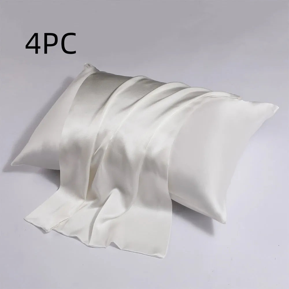 Silk pillowcase with zip closure showing double-sided texture in modern simplicity style