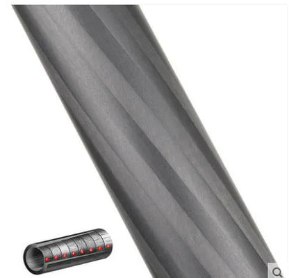Black carbon fibre telescopic monopod for SLR cameras shown at full extension.