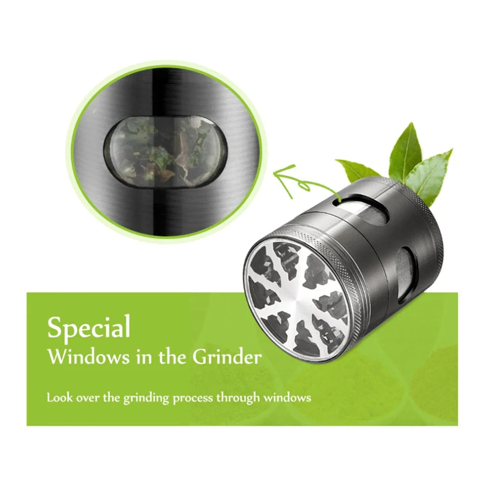 60mm zinc alloy herb grinder with neodymium magnet lid and windmill-style teeth