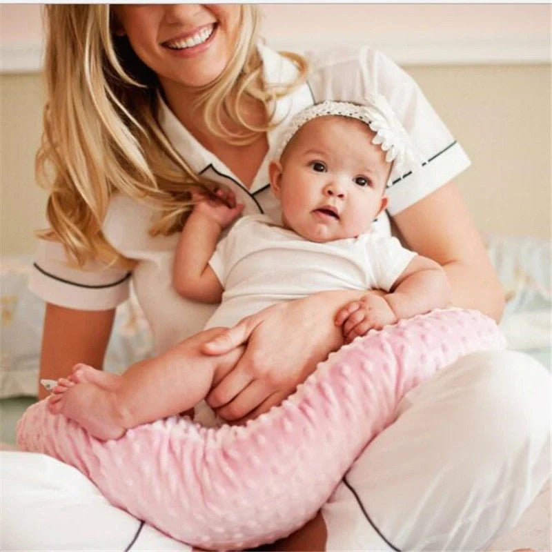 Baby U-shaped Nursing Pillow Pillowcase in coral fleece, available in multiple colours