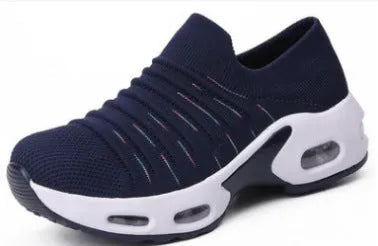 Fly-knit socks shoes in light grey with a stretch mesh upper and round toe
