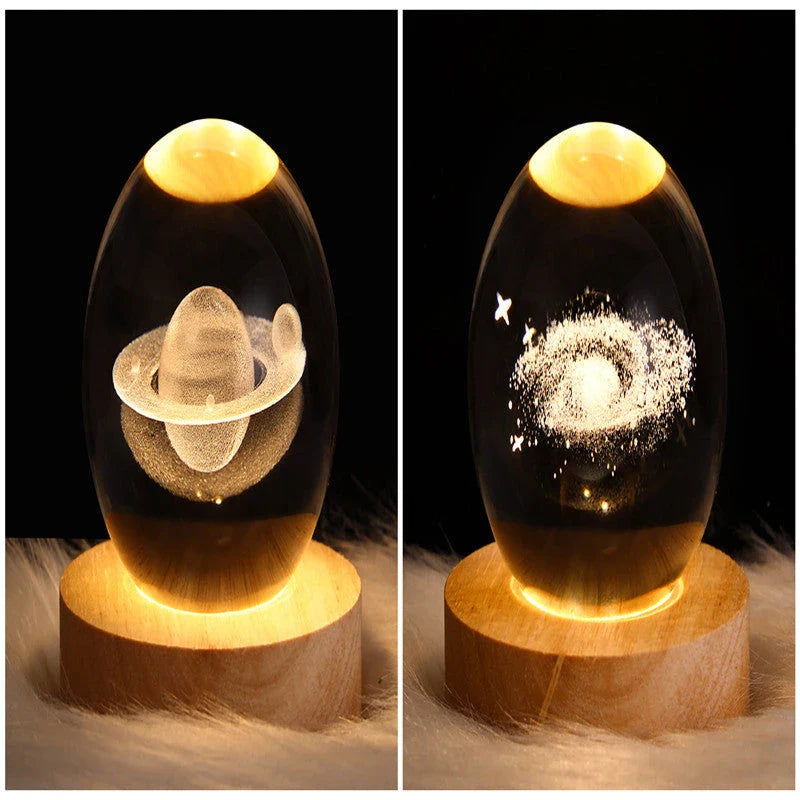 Enchanting galaxy crystal ball night light with 3D pattern, creating a mesmerizing celestial display for bedroom decor