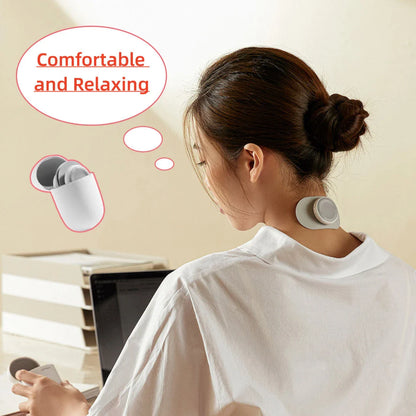 Portable cordless neck massager with low-frequency pulse technology for personalized muscle tension relief and stress management