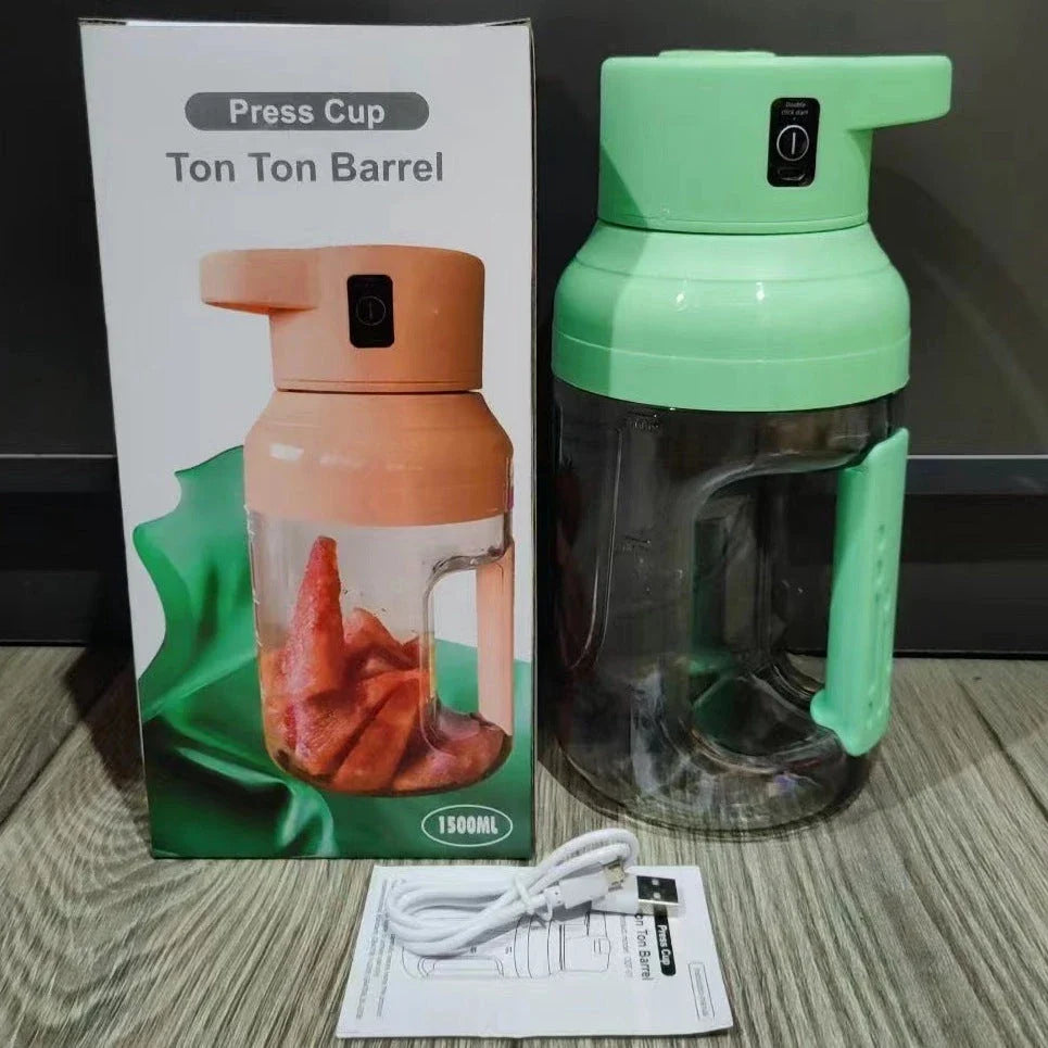 USB rechargeable portable blender with large 50-ounce capacity, powerful 80-watt motor, and precision steel blades for blending fresh juices and smoothies on the go.
