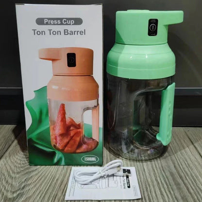 USB rechargeable portable blender with large 50-ounce capacity, powerful 80-watt motor, and precision steel blades for blending fresh juices and smoothies on the go.