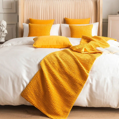 Pure cotton bed flag with texture pillow cover in various colours and UK bed sizes