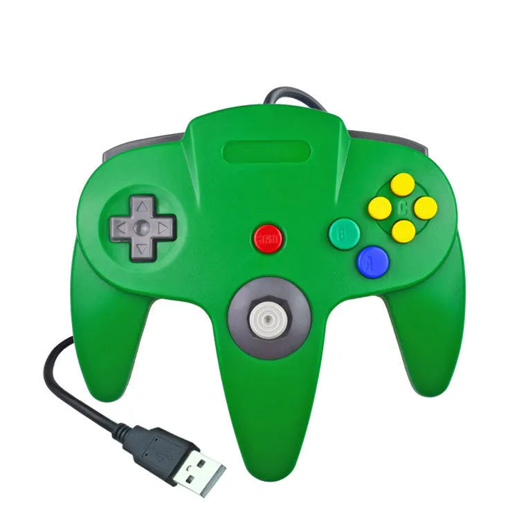 USB N64 game controller for PC with original Nintendo 64 three-pronged design and multiple colour options