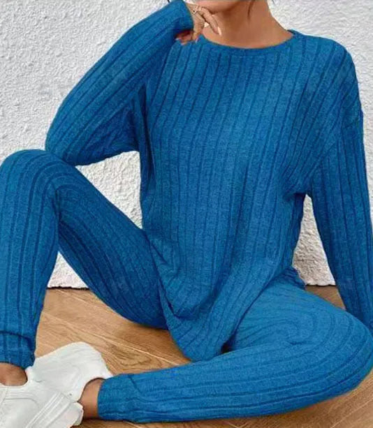 Black and blue polyester two-piece homewear set with regular sleeves in sizes 1XL to 5XL