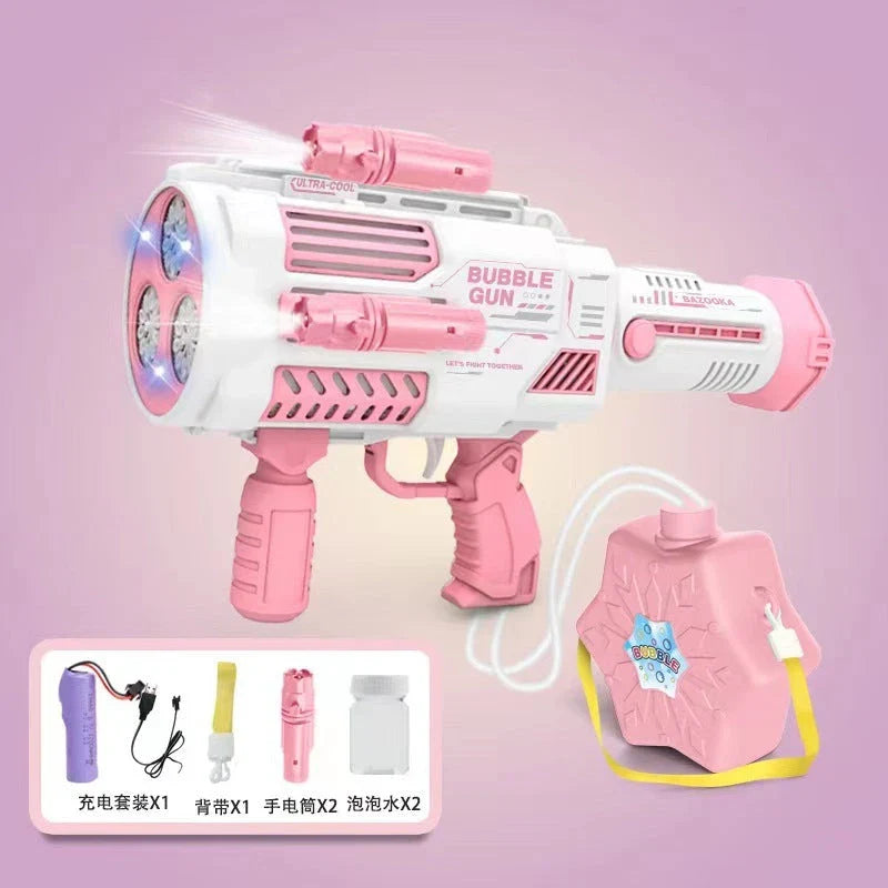 Automated Bubble Blaster toy with multiple color options and USB charging