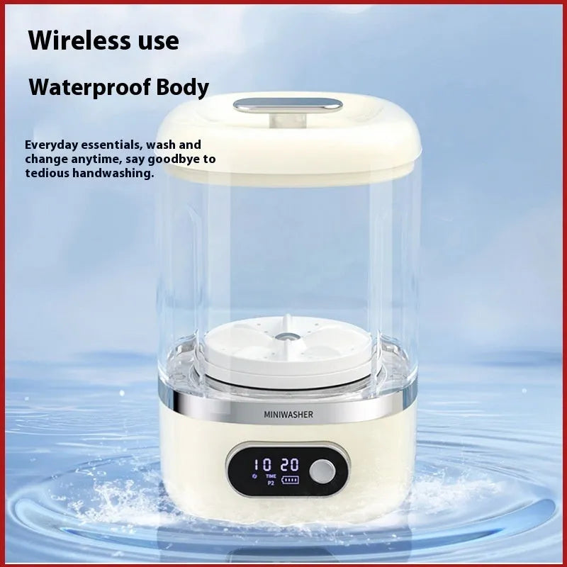 White portable automatic cleaning machine with Type-C charging port and compact dimensions