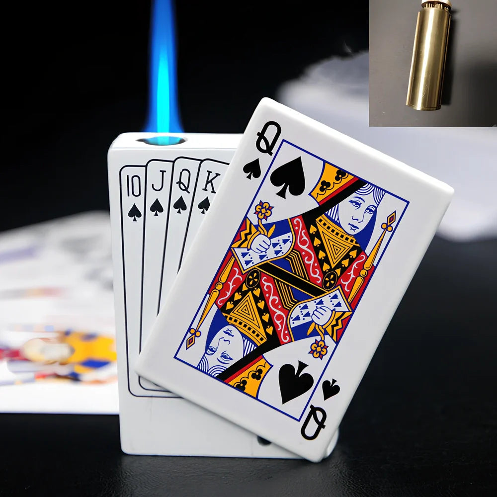 Poker gas lighter with keychain showing King card design and compact 6cm size
