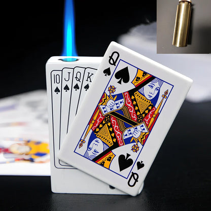 Poker gas lighter with keychain showing King card design and compact 6cm size