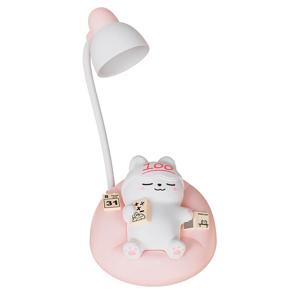 Sleeping cat shaped night lamp measuring 84x84x152mm with USB charging port and soft LED lighting