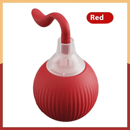 Interactive electronic cat toy ball with automatic rolling features on hardwood floor