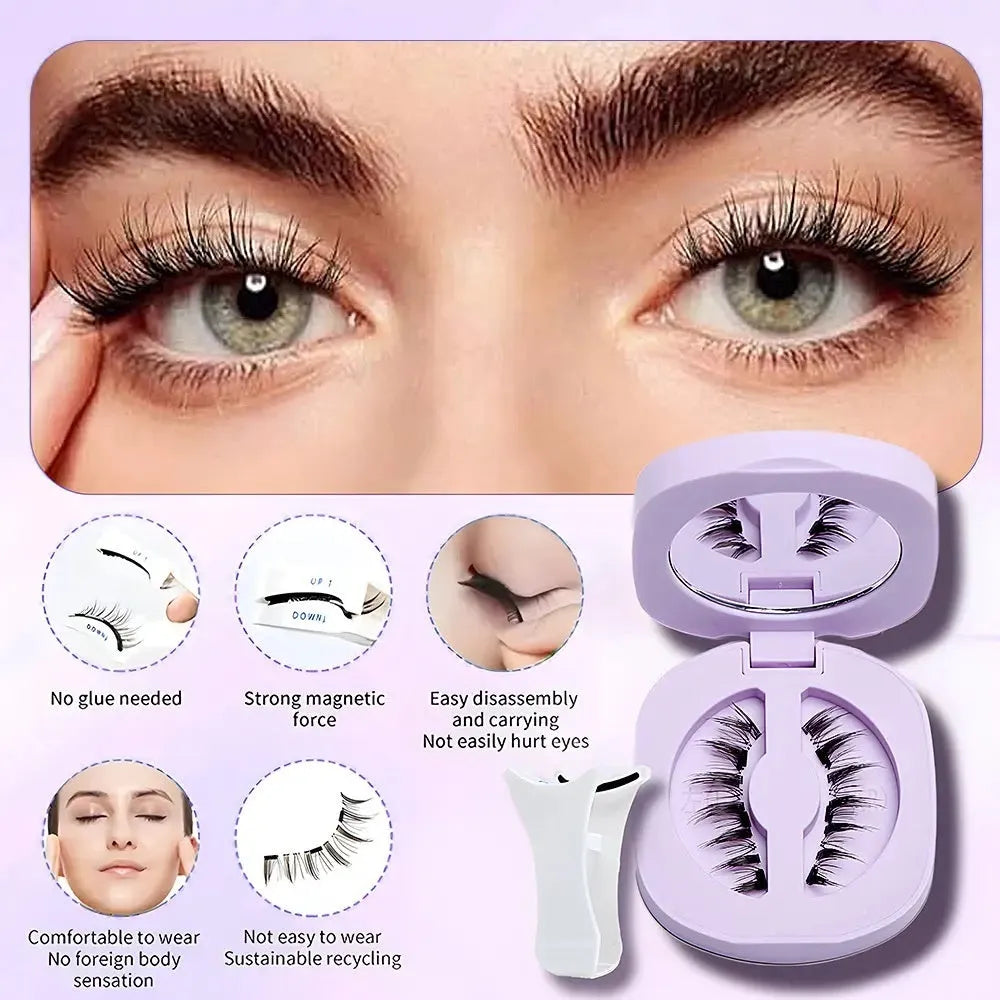 Magnetic suction false eyelashes with integrated soap holder, glue-free artificial fibre, 50g set, 75x75x25mm