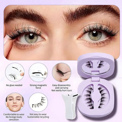 Magnetic suction false eyelashes with integrated soap holder, glue-free artificial fibre, 50g set, 75x75x25mm