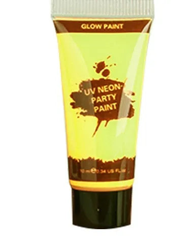 25ml neon face and body paint tubes in red, yellow, green, purple, orange, and pink colours with non-toxic safety