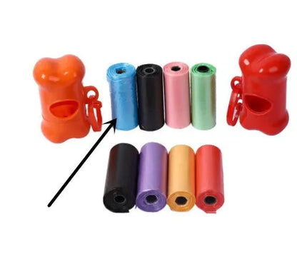 Coloured dog waste bags for pet cleanup measuring 22.5 by 30 centimetres