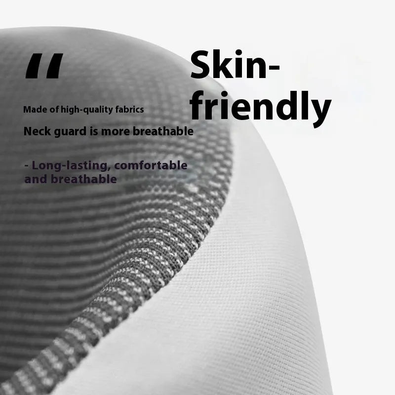 Light grey memory foam U-shaped neck pillow with a magnetic cloth protector.